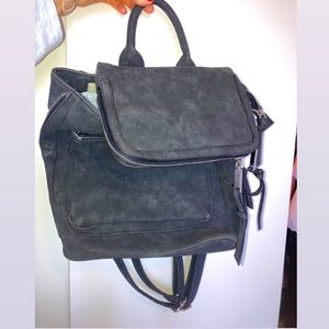 Black Suede Flap Backpack